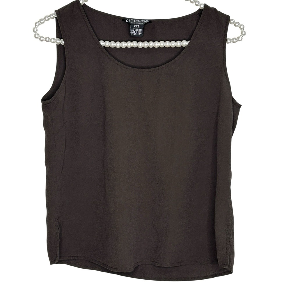 Citron Santa Monica Silk Tank Top‎ XS Brown Minimalist Designer Luxury Basic